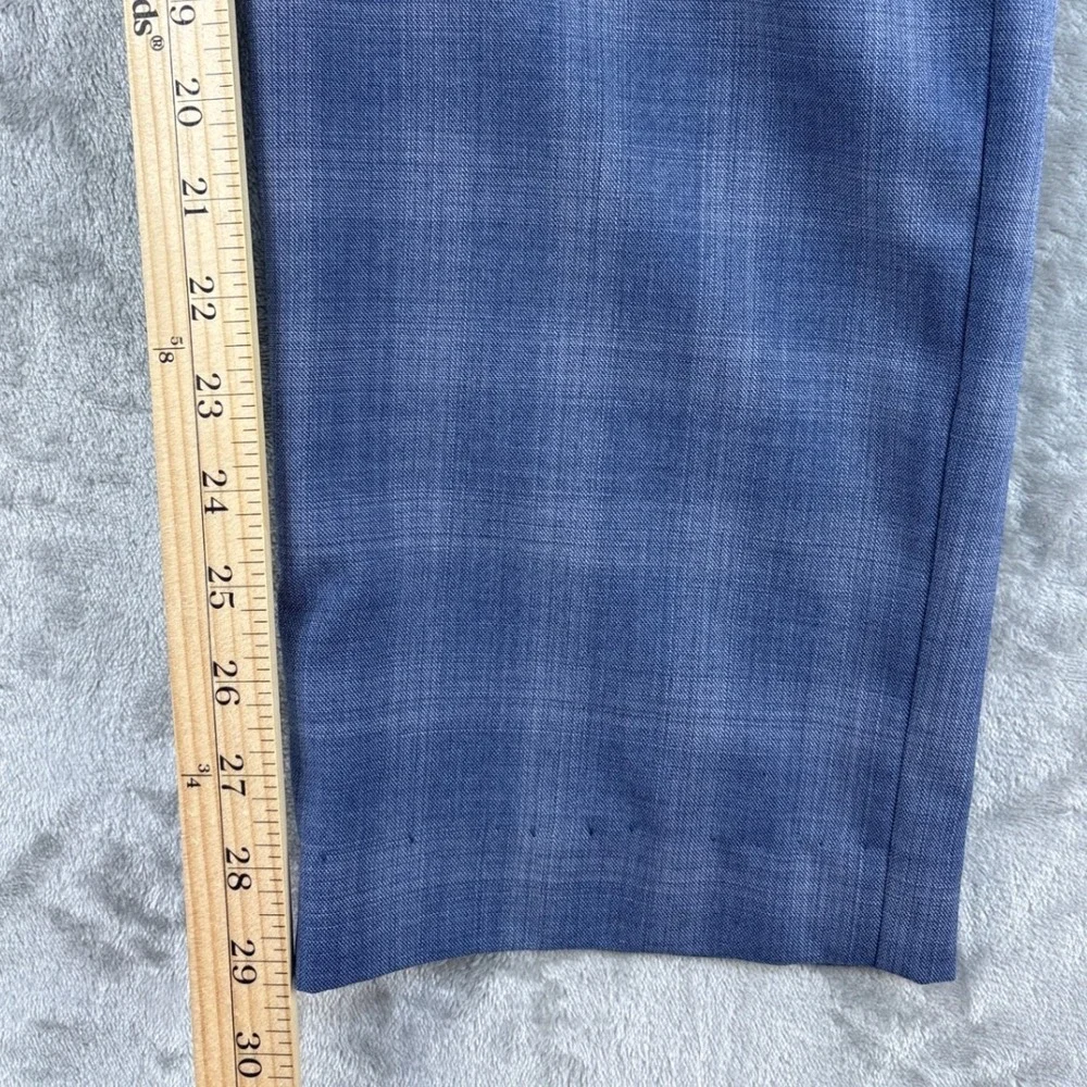 Lauren Ralph Lauren Dress Pants Mens 34x30 Plaid Blue Wool Blend Stretch EUC
